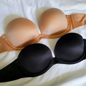 Lot of 2 Victoria's Secret Very Sexy Push-up Strapless Bras 32B